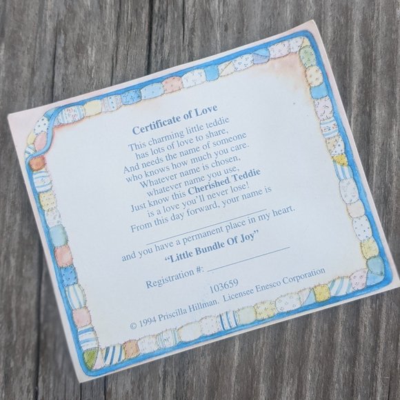 Cherished Teddies "Little Bundle of Joy" MIB 1994 - Picture 6 of 6